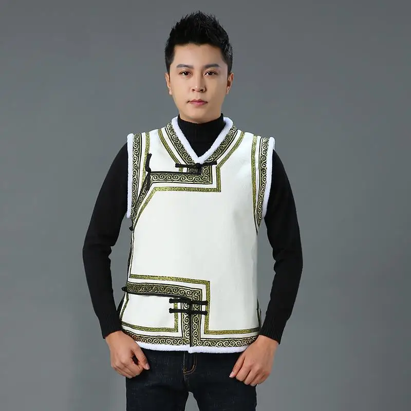 Mongolian Vest Man Winter Thermal Coat Ethnic Style Characteristic Waistcoat Outerwear Clothing Men's