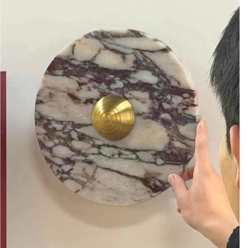 Marble French medieval retro entrance living room background wall villa stairs
