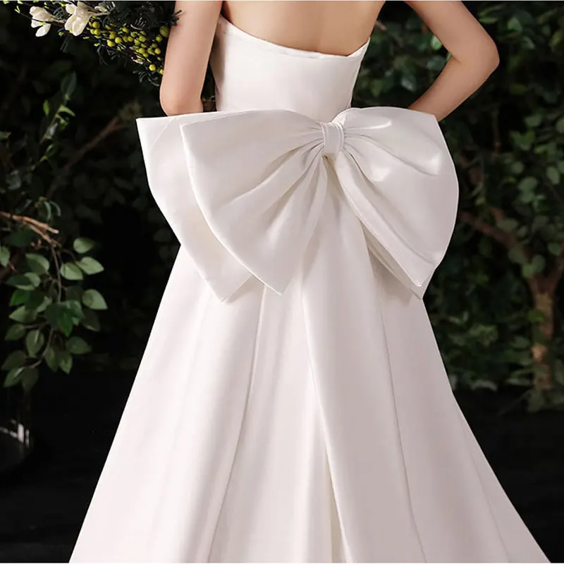 Detachable Bridal Satin Bow For Wedding Dress Seperate Removeable Long Satin Bows Knots