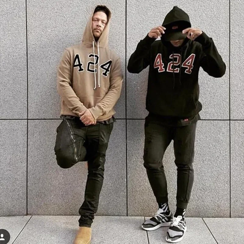 

Fashion Couples Hooded Sweatshirts Streetwear Hip Hop Letters Flocking Embroidered Loose Hoodies Men's Plus Fleece Coats Tops