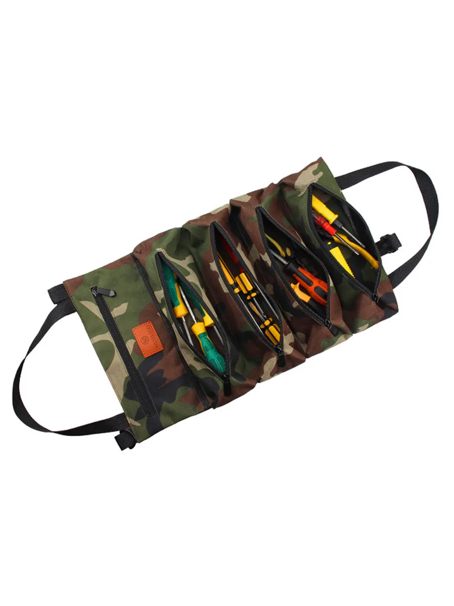 WESSLECO Roll Up Tool Bag Multi-Purpose Oxford Cloth Organizer Shoulder Hanging Zipper Carrier Tote