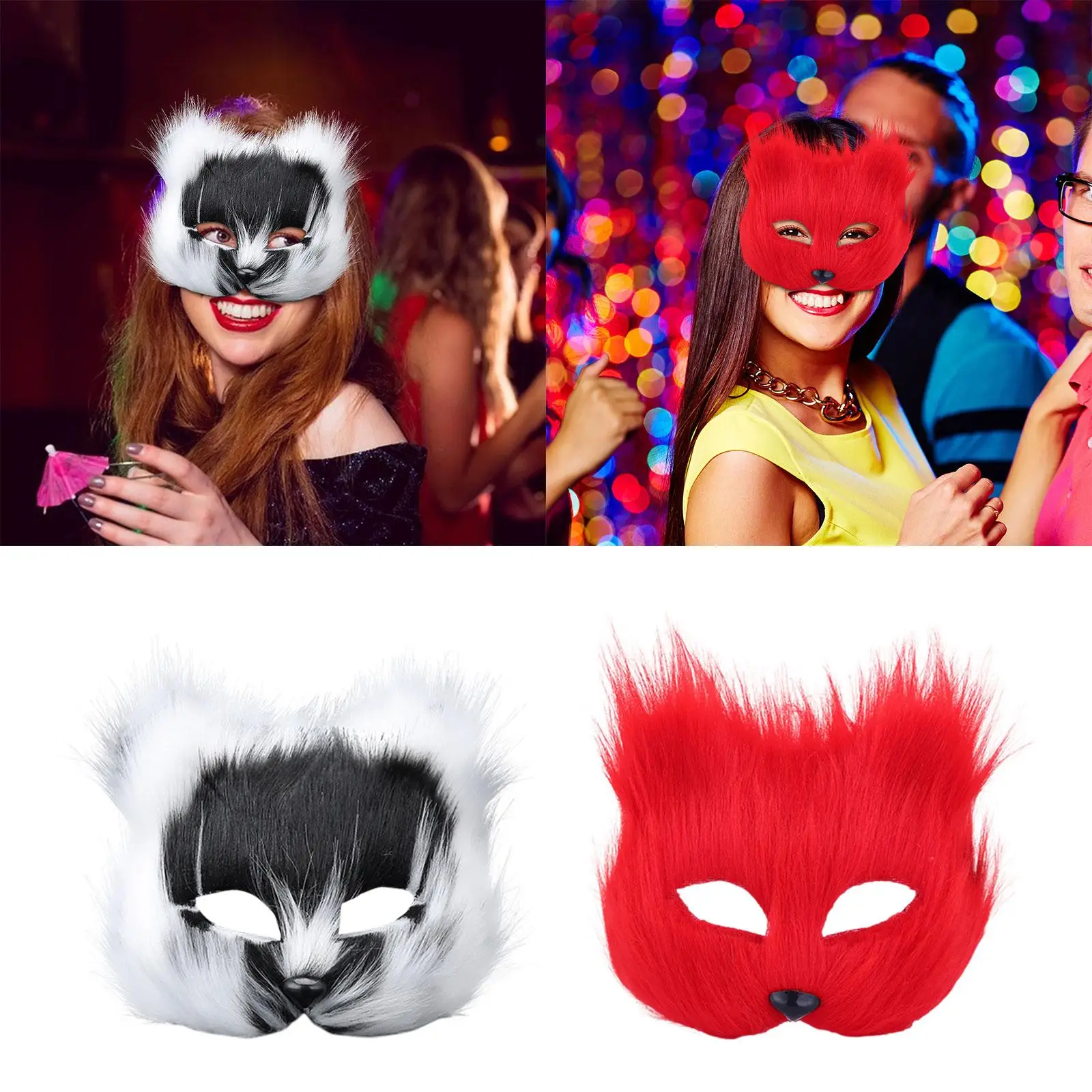 Halloween Gesichtsmaske Halbgesicht Tiermaske Cosplay Erwachsene Gesichtsbedeckung Karneval Maske für Karneval Nachtclub Urlaub Abschlussball