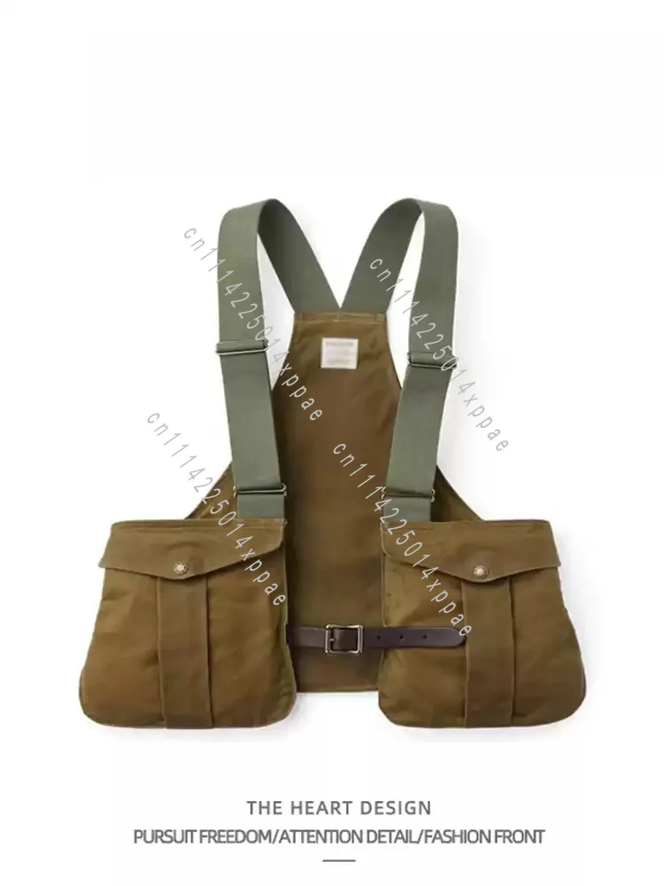 Pocket Vest Men's Loose Retro Functional Wear Shoulder Vest Jacket American-style Retro Overalls Camping