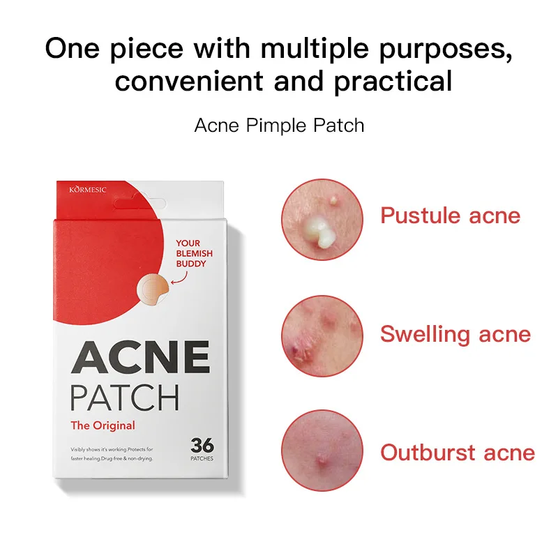 Hidrocolóide Acne Pimple Patch para Cobrir Espinhas e Manchões, Ferramenta de Cuidados com a Pele do Rosto, Adesivos Spot, 36Pcs por Caixa