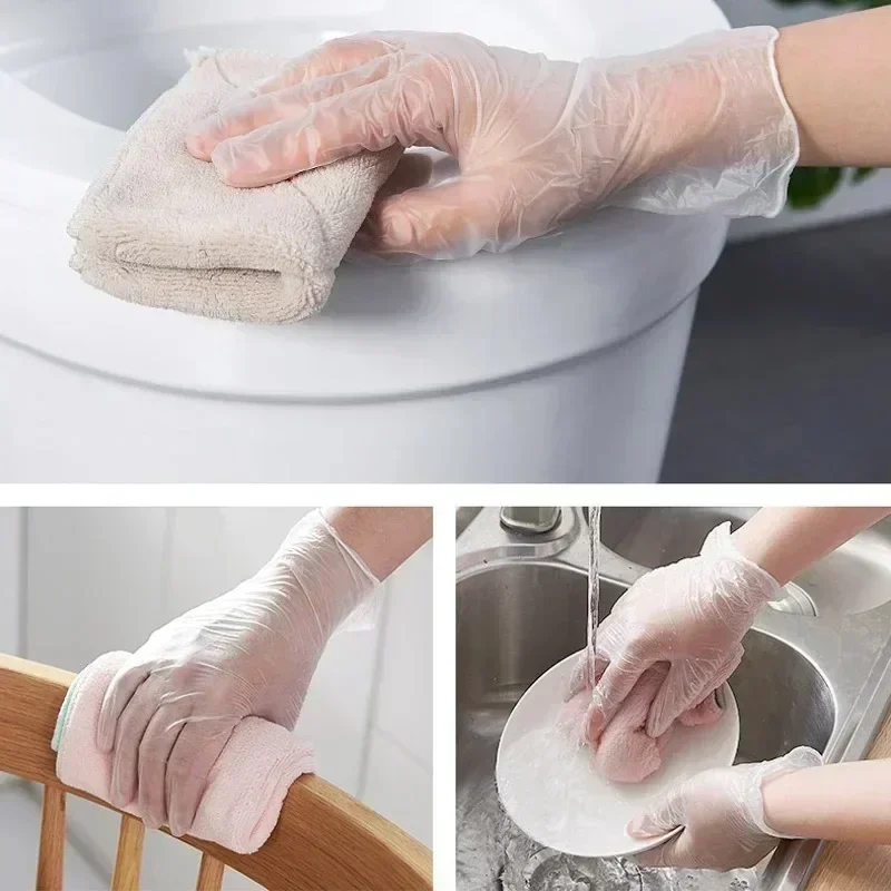 Multifunctional 100pcs/box Food Grade Disposable TPE Transparent Gloves Household Extractable Thickened Disposable Rubber Gloves