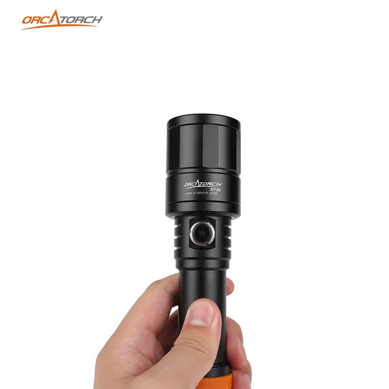 OrcaTorch D720 Super Focus Waterproof Diving Torch Max Beam Distance 1300-meter Underwater Flashlight Scuba Tech-Dive Light