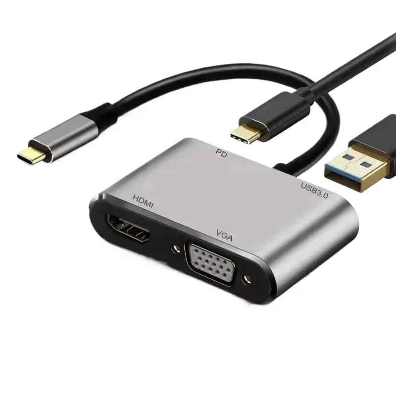 

Type-C to HDTV + VGA docking station HUB 4-in-1 suitable for notebook with projector USB-C adapter