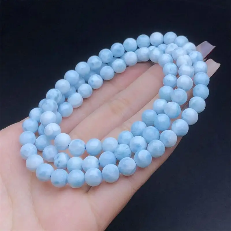 6MM Natural Larimar Triple Circle Bracelet Healing Gemstone Crystal Strand Lovers Jewelry Holiday Gift 1PCS