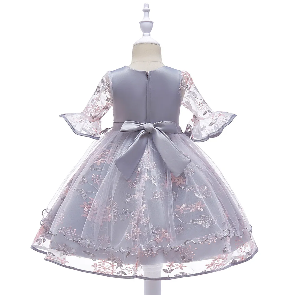 Hot Sale Character Princess Cosplay Embroidery Grey Pink Princess Dress Costume Halloween Kid Girl