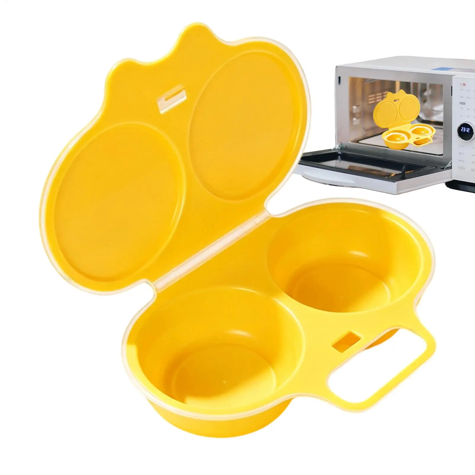 Dual Cavity Microwave Egg Cooker Steamer Mold Food Safe Plastic Egg Poacher Fryer Tool Quick Breakfast Making Accessory Kitchen