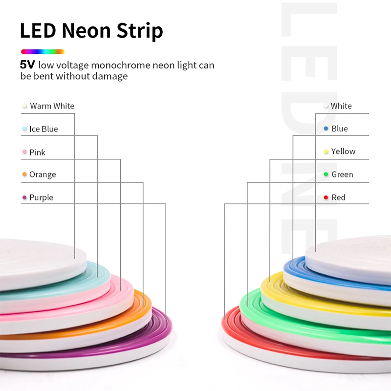 Battery Powered Neon Led Strip Lights, Flexibele LED Lights for Bedroom Battery Operated Neon Rope Lights Lights Led Lights