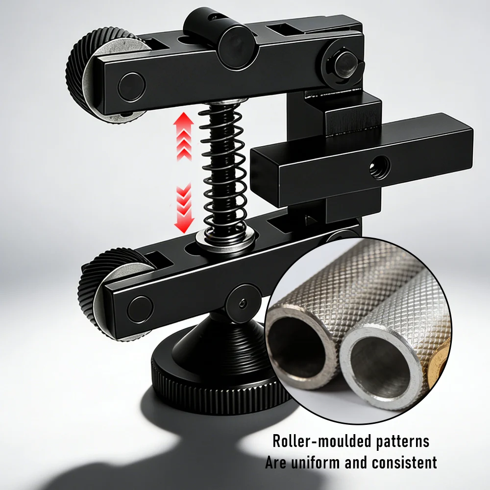 TUNGFULL Lathe Knurling Tool Dual Roller Knurling Attachment Adjustable Knurl Unit With Replaceable Knurling Wheels For Metal