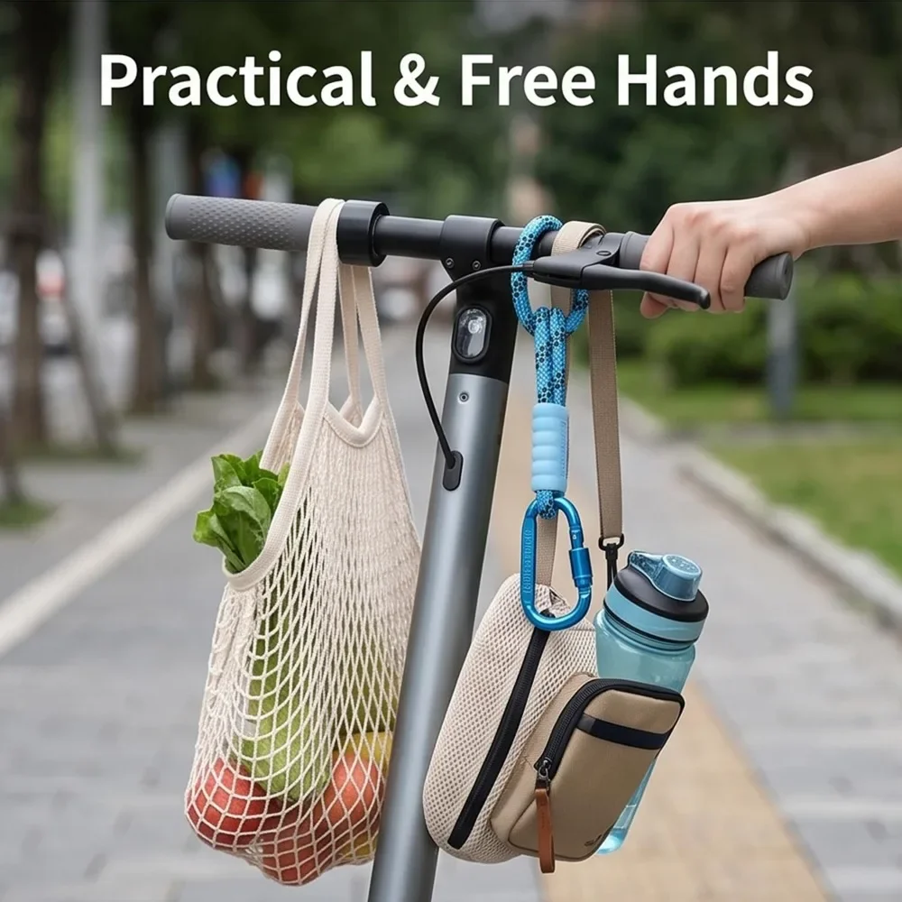 Nylon Strap Aluminum Alloy Bike Hook Reflective Anti-drop Carabiner Diameter Bars Multipurpose Hanger Bicycle Stroller