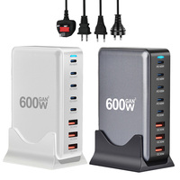 2025 Hot 600W GaN Fast Charger 8 Ports USB C Type C Fast Charging Station PD3.1 Adapters for iPhone 16 15 Samsung Xiaomi Huawei