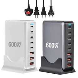2026 Hot 600W GaN Fast Charger 8 Ports USB C Type C Fast Charging Station PD3.1 Adapters for iPhone 16 15 Samsung Xiaomi Huawei