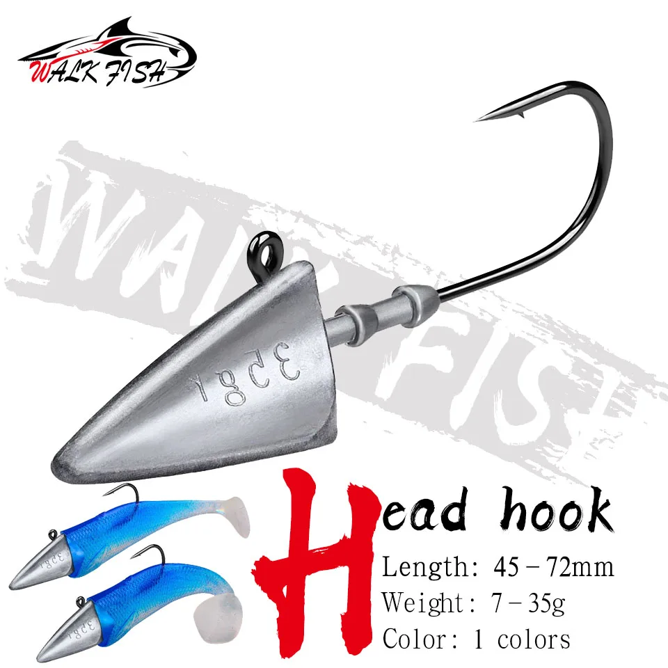 WALK FISH 5PCS Triangle Head Hooks 7g 10g 15g 21g 28g 35g Ship type fishing hook soft worm jig Lure Hook Jig Head Fishing Tackle