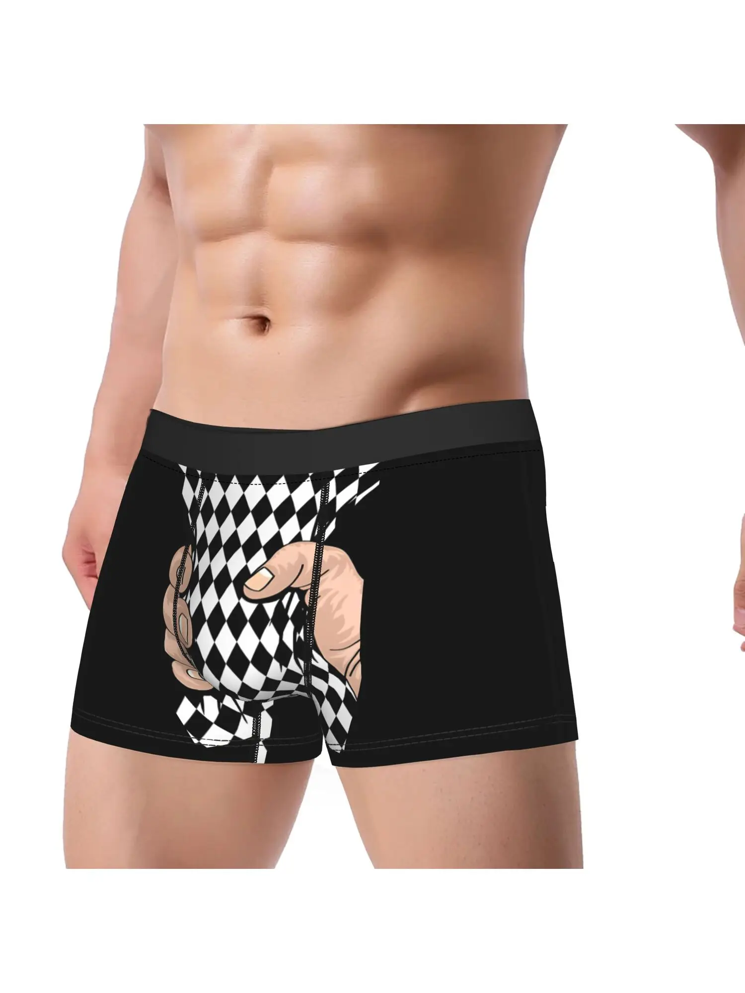 1pc Big Hand Squeezing Checkered Style Men'S Underpants Panties Man Underwear Comfortable Shorts Boxer Briefs