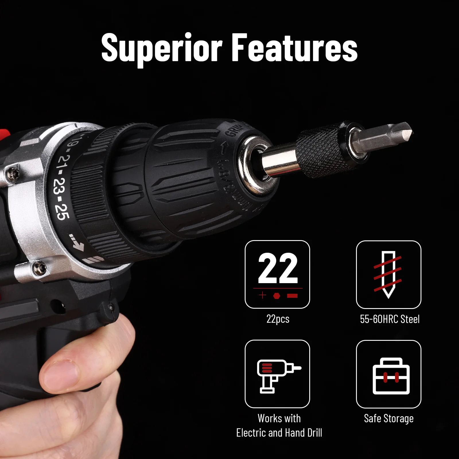 22Pcs Screw Extractor Set with Magnetic Extension Bit Holder Easy Out Drill Bits Bolt Stud Multi-Spline Screw Extractor