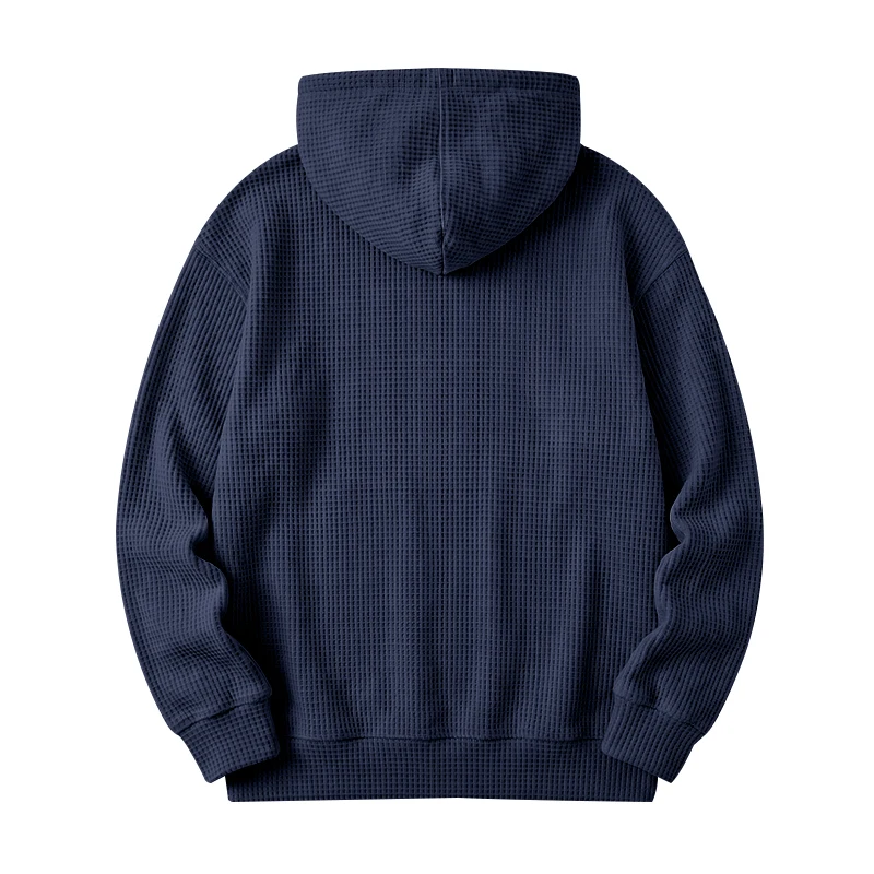 Herren Frühling und Herbst Einteiliger Waffel-Strick 1/4 Reißverschluss Lässiger Loser Kapuzenpullover, Geeignet für den Täglichen Gebrauch – Detail 36