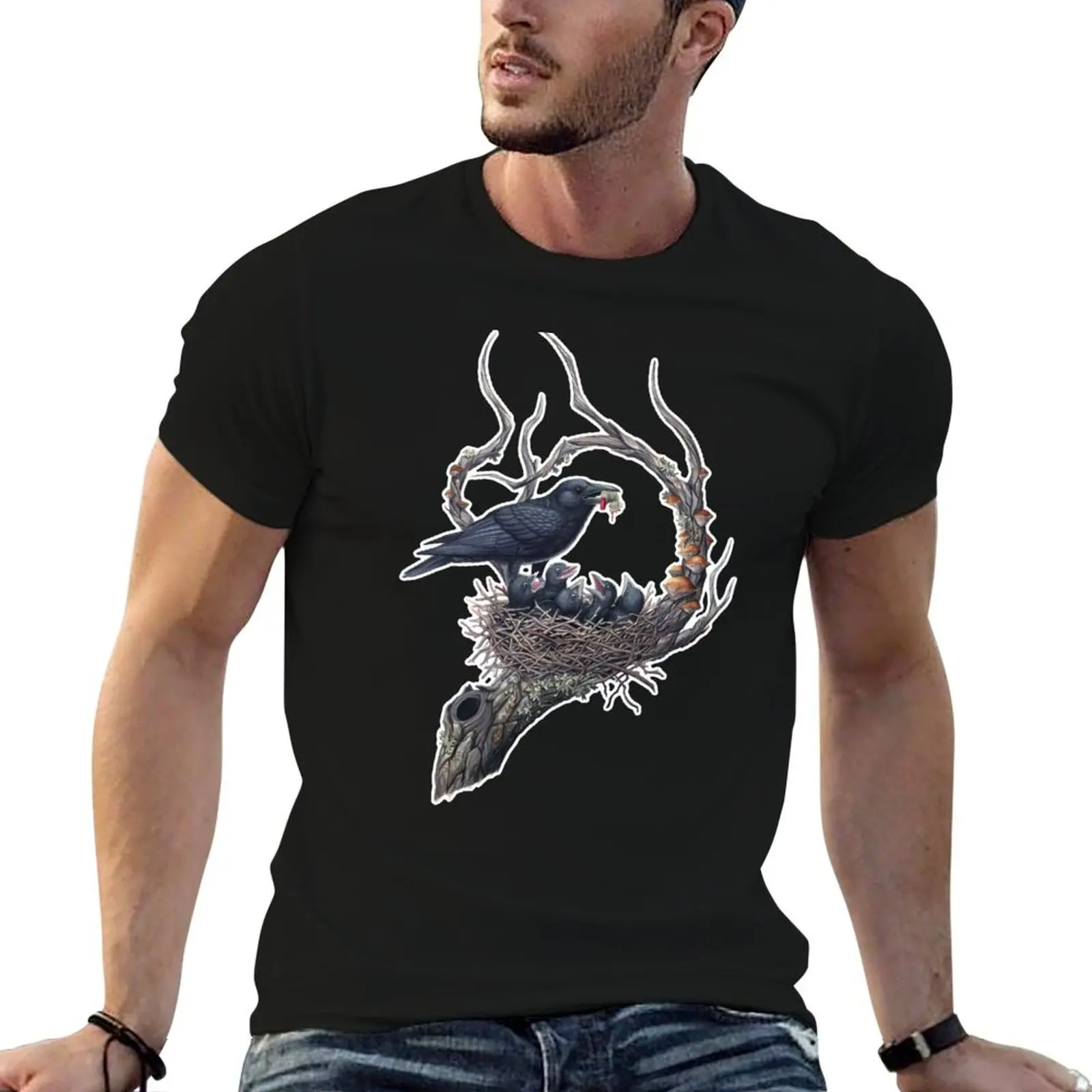American Crow T-Shirt Plus Size Outdoor Casual Top