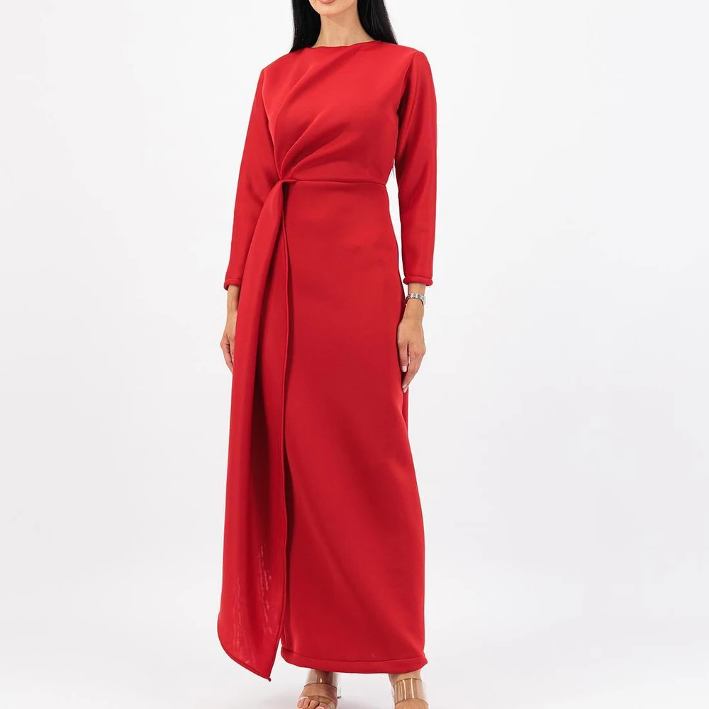 Formal Off the Shoulder Jersey Evening Dresses Temperament Straight Ankle Length Crew neck 3/4 Sleeves Bespoke Occasion Gowns