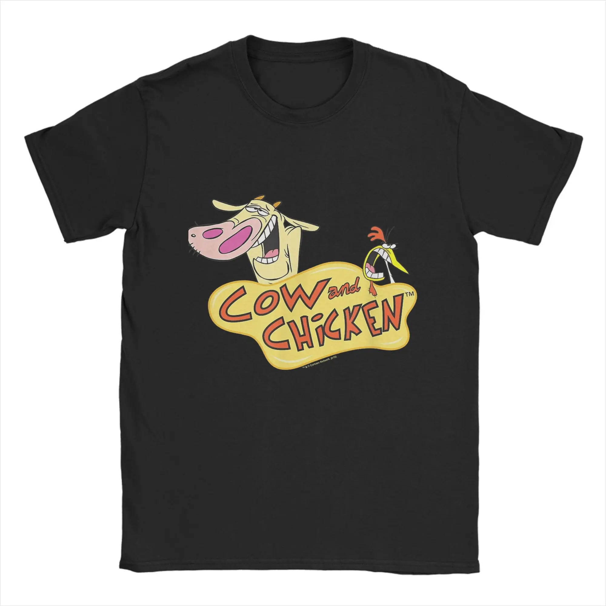 

Cartoon Cow and Chicken T Shirt Men's Cotton Novelty T-Shirts Round Collar Tees Short Sleeve Clothing 6XL