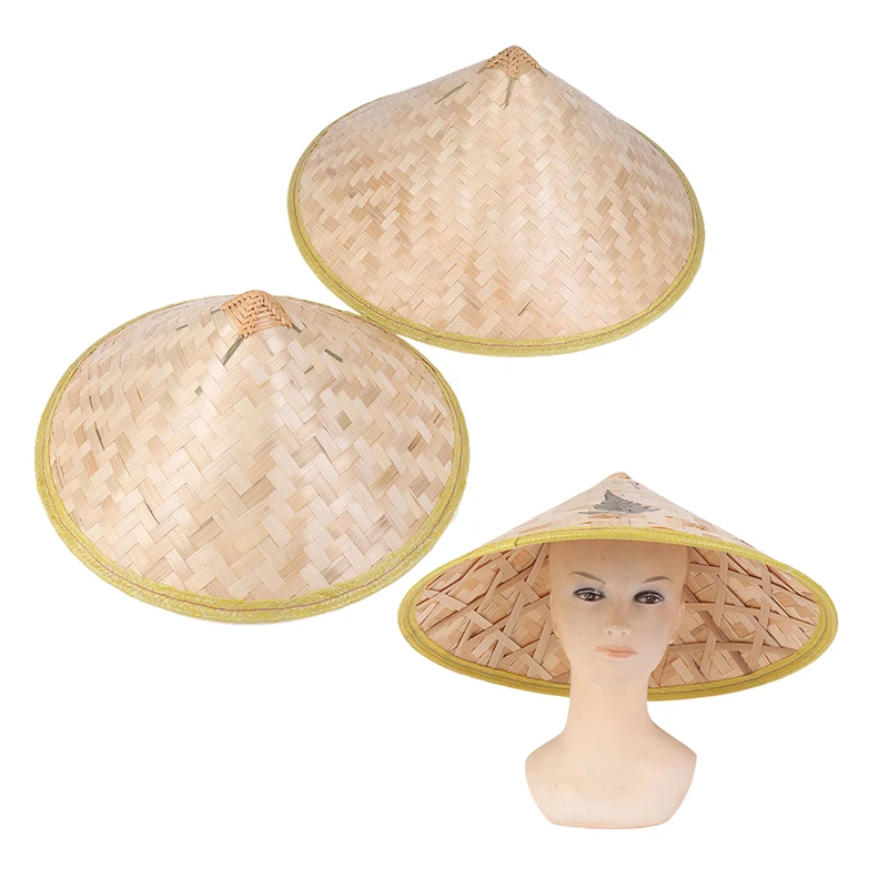 Wide Brim Bamboo Braided Hat Girls Boys Handmade Hat Painting Sun Hats Chinese Hat Tapered Fishing Rice Paddy Hat DIY Arts Craft