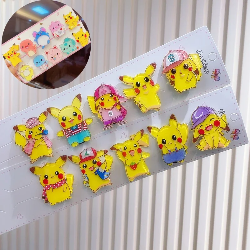 Pokemon Pikachu Hair clip Children's Hair clip Cartoon acrylic Pikachu Fairy Baby Hair clip Girls bangs clip edge clip