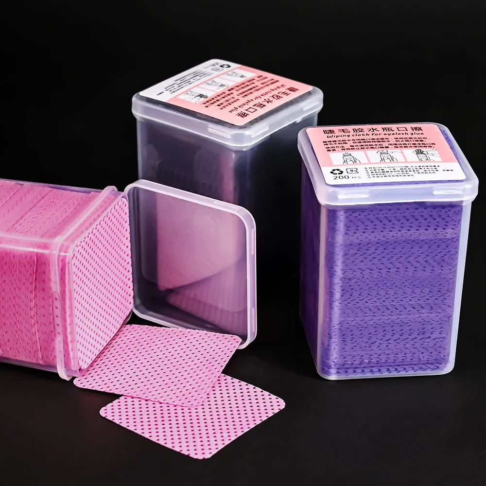 200 Pz/scatola Salviette per Rimozione Smalto per Unghie Senza Pelucchi 4 Colori Dischetti di Cotone Puliti Colla per Ciglia Smalto per Unghie Gel Remover Pulire Strumento per Manicure