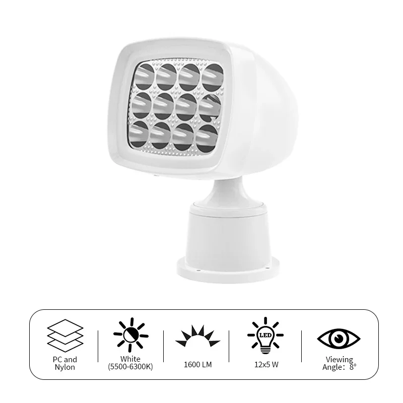 High Power Led 60W Remote Control Search Light Marine cool white Search Light