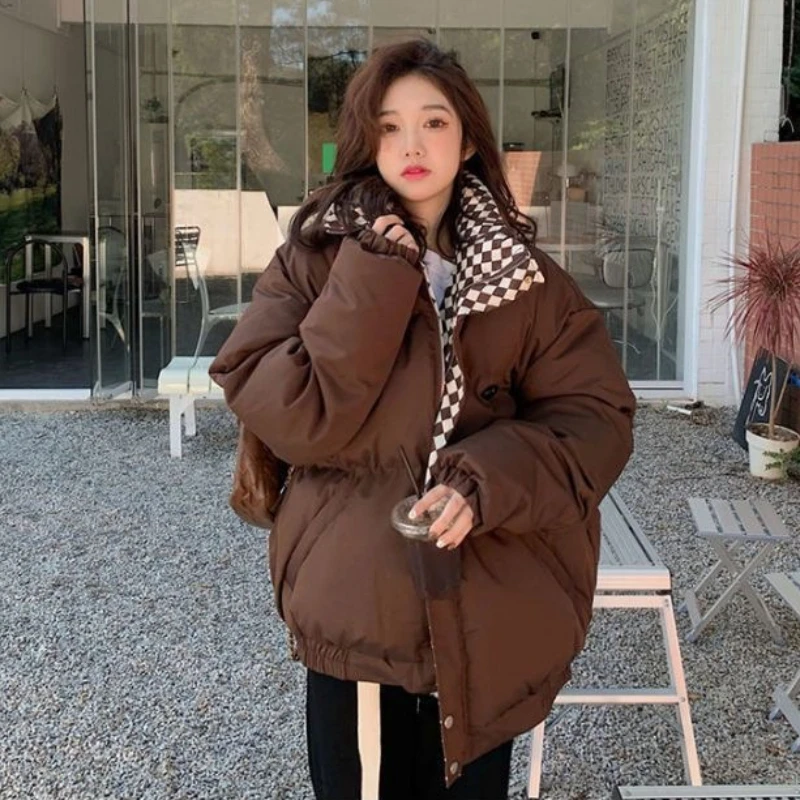 Down Cotton Jacket Zipper Topcoats Warmth Puffer Parkas Coats Autumn Winter Fashion Female Clothing Patchwork Outwear Plus Size