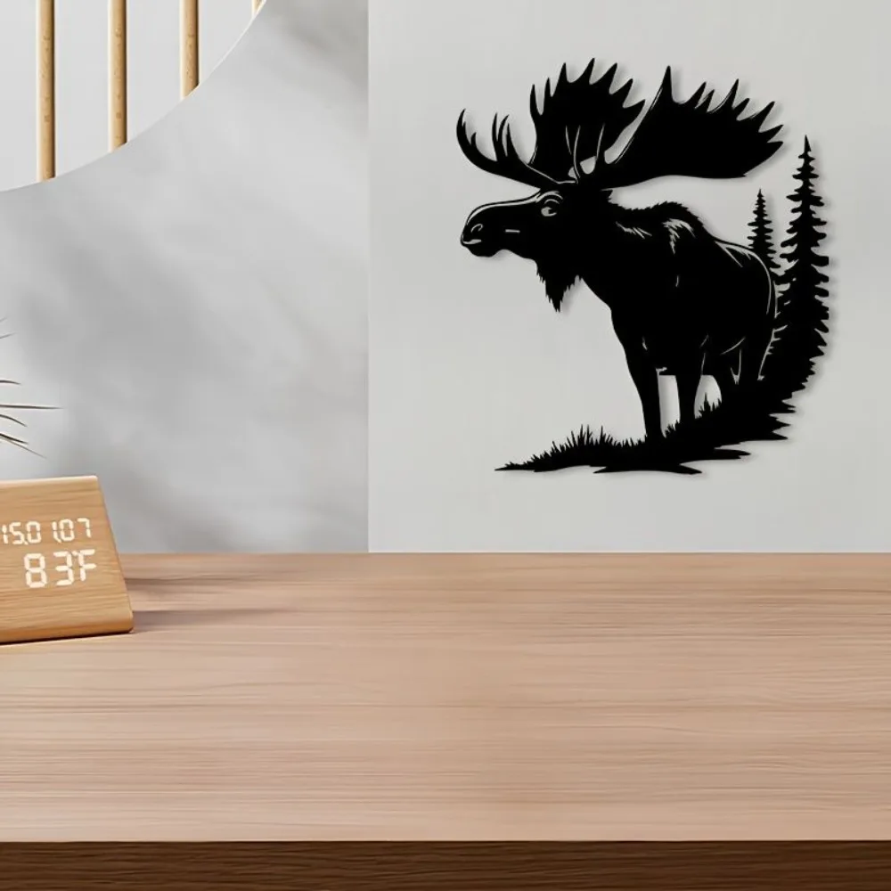 LumiArt Aluminum Moose Wall Art Rustproof Weatherproof Indoor Outdoor Black Silhouette Forest Animal Home Decor
