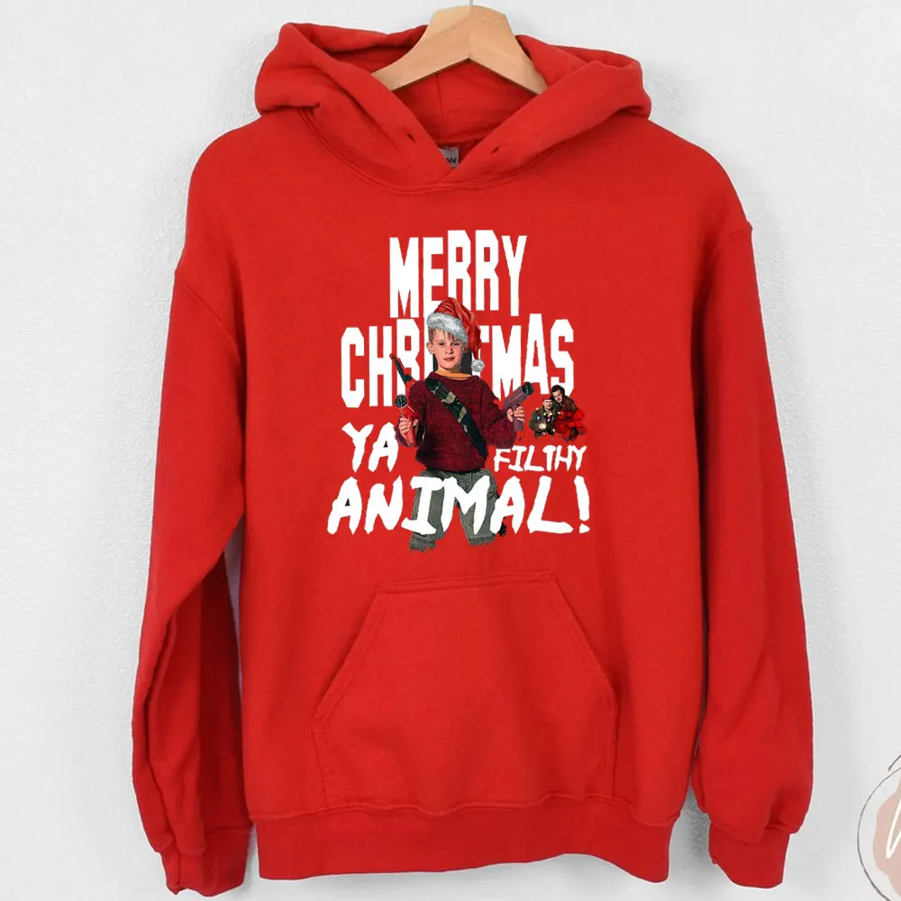 Unisex Hoodie Funny Retro Home Alone Slogan 90s Christmas Movie Kevin McCallister Family Matching Xmas Party Eve Surprise Gift