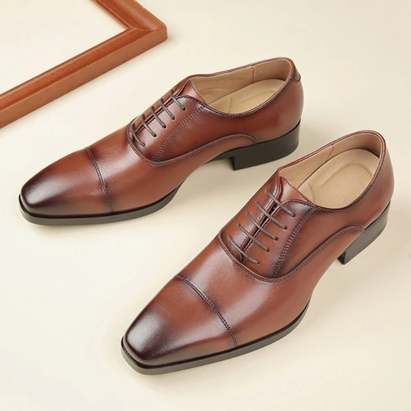 Chaussures en cuir pointues noires pour hommes, chaussures provoqué de mariage pour hommes, chaussures formelles pour messieurs, Oxfords de luxe, haute qualité