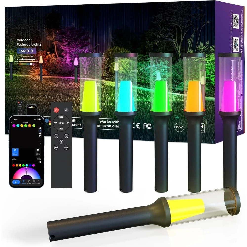 

Smart Outdoor Pathway Lights 800LM RGBW Color Changing Low Voltage Landscape Lighting IP65 Waterproof for Garden Yard Patio