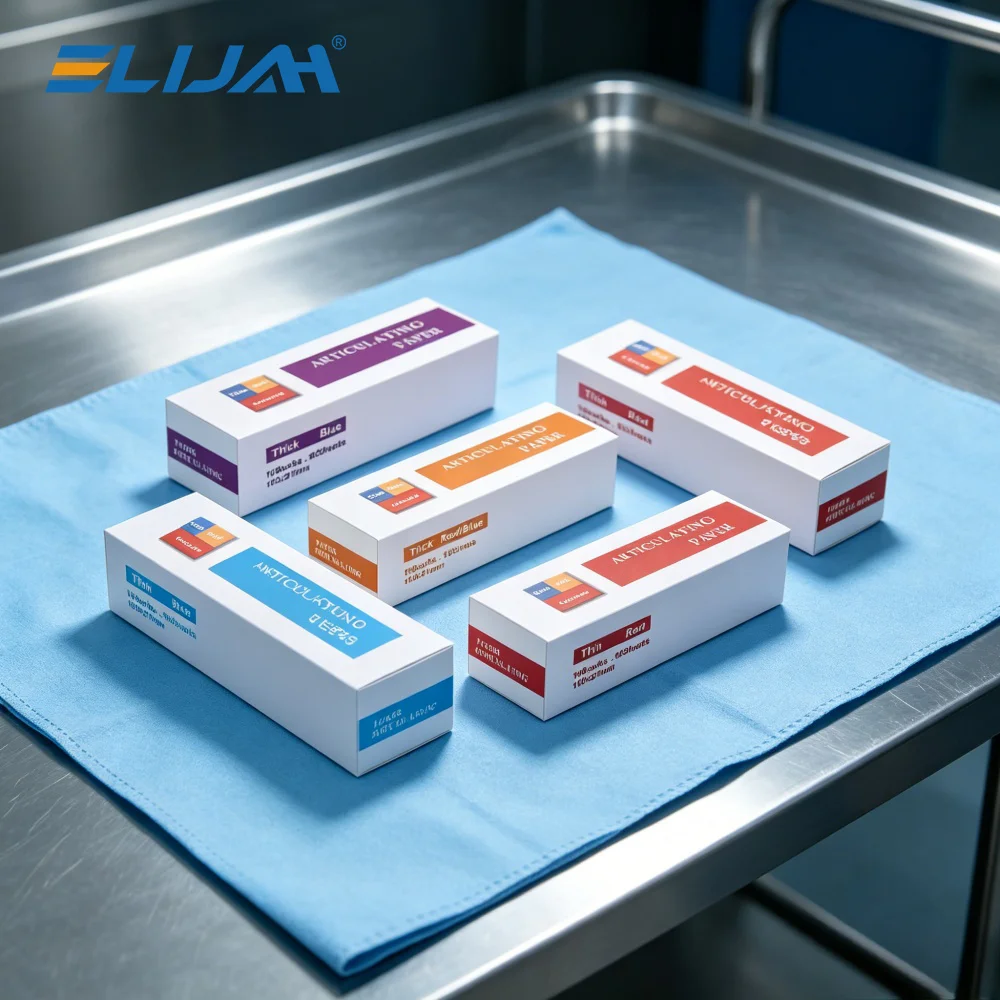 Dental Articulating Paper 50 Books/5Box Red/Blue Thick 90μm/Thin 30μm Double-Sided Occlusion Test Strips Autoclavable & Flexible