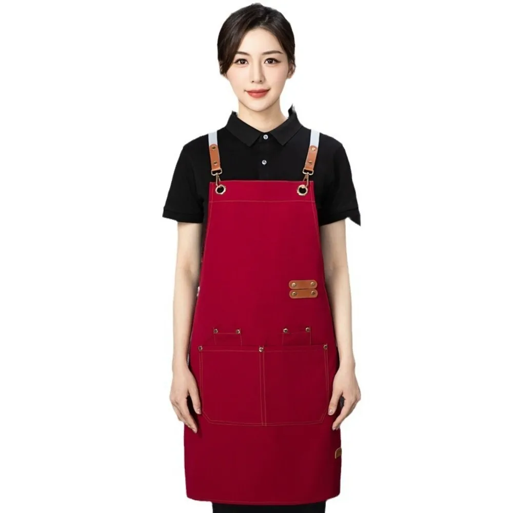 

Canvas Apron Waterproof Oilproof Dirt Resistant for Women Kitchen Cooking Baking Restaurant Workwear with Large Pockets