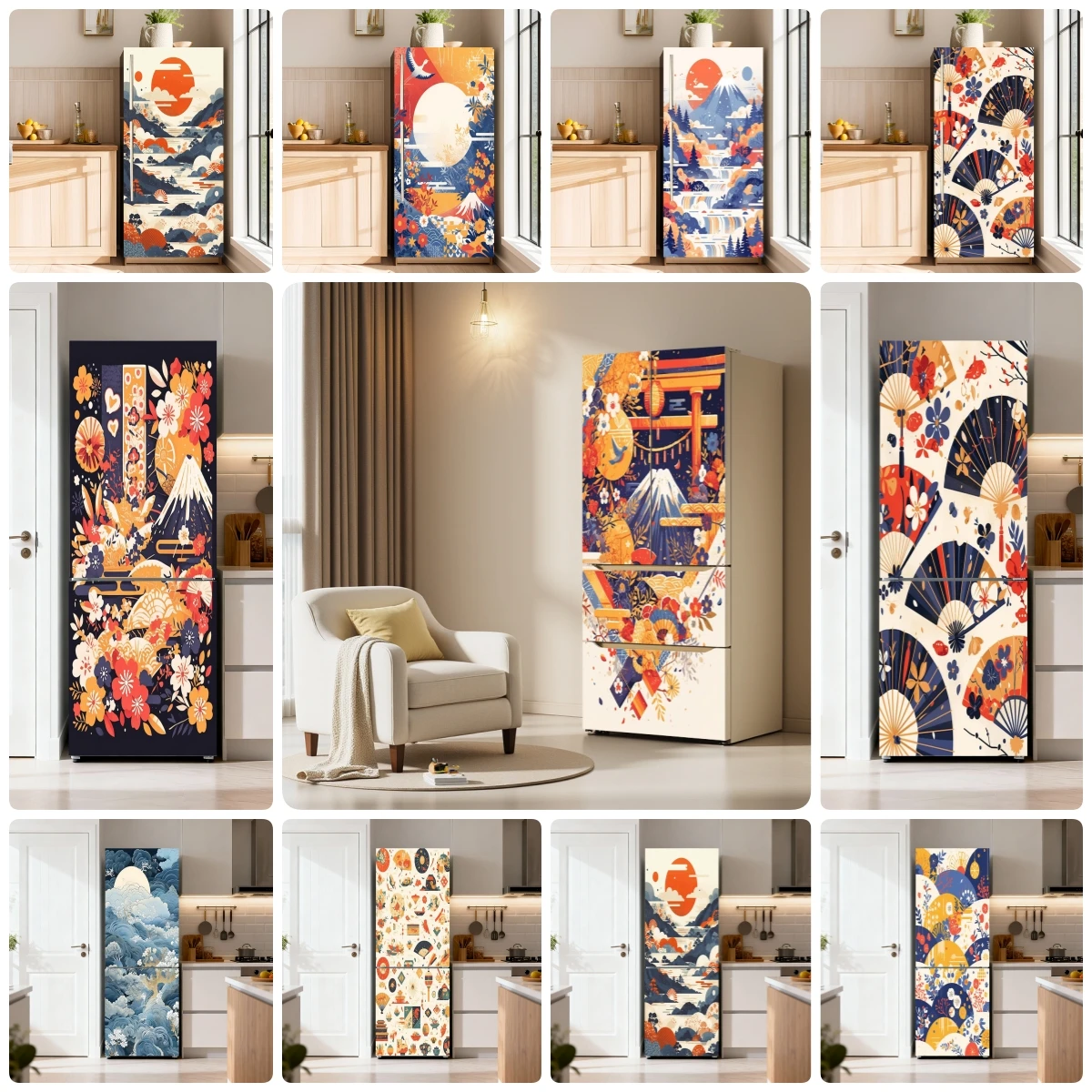 Kitchen Appliances Vintage - Vintage Japanese Fridge Decor Sticker, Waterproof