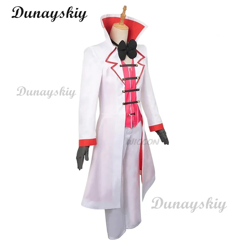 Disfraz de Anime Hazbin Cos Hotel, disfraz de Lucifer para hombres adultos, uniforme, Tops, pantalones, trajes de fantasía, traje de Halloween Hazbin