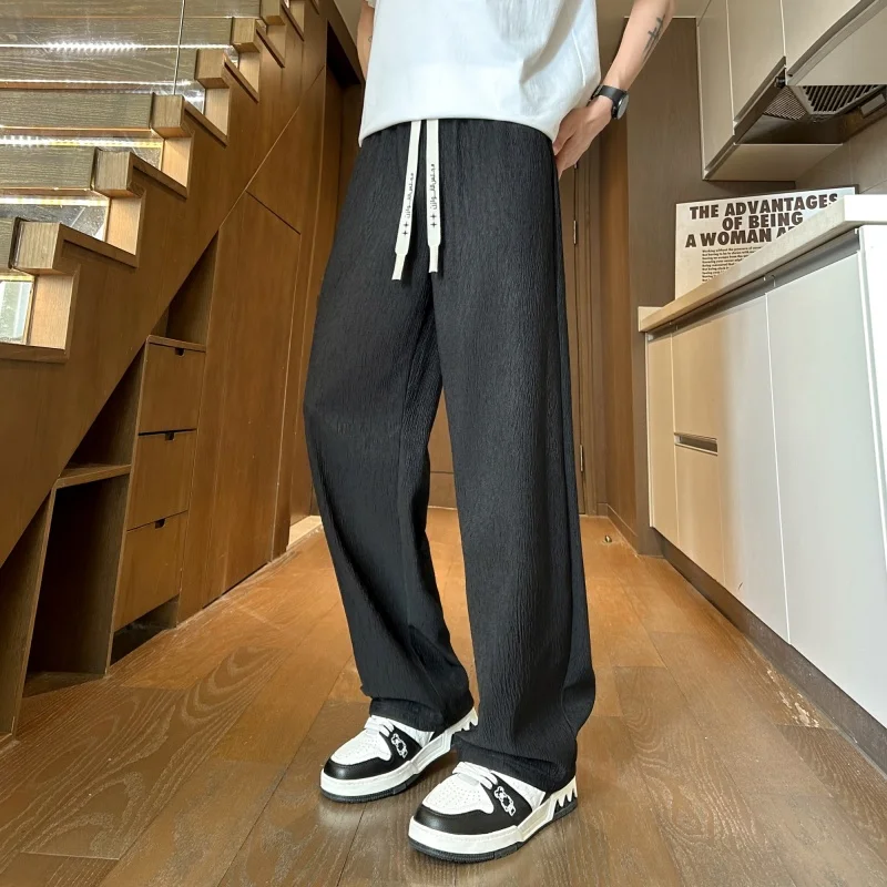 2026 Summer Men's Lightweight Ice-Touch Loose Fashionable Casual Multi-Complimentable Wide Leg Pants