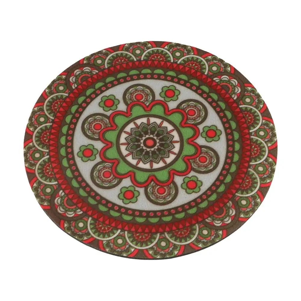3PCS Table Pad Rubber Mandala Coaster Round Cup Pad Placemat Colorful Waterproof Cup Mat Kitchen