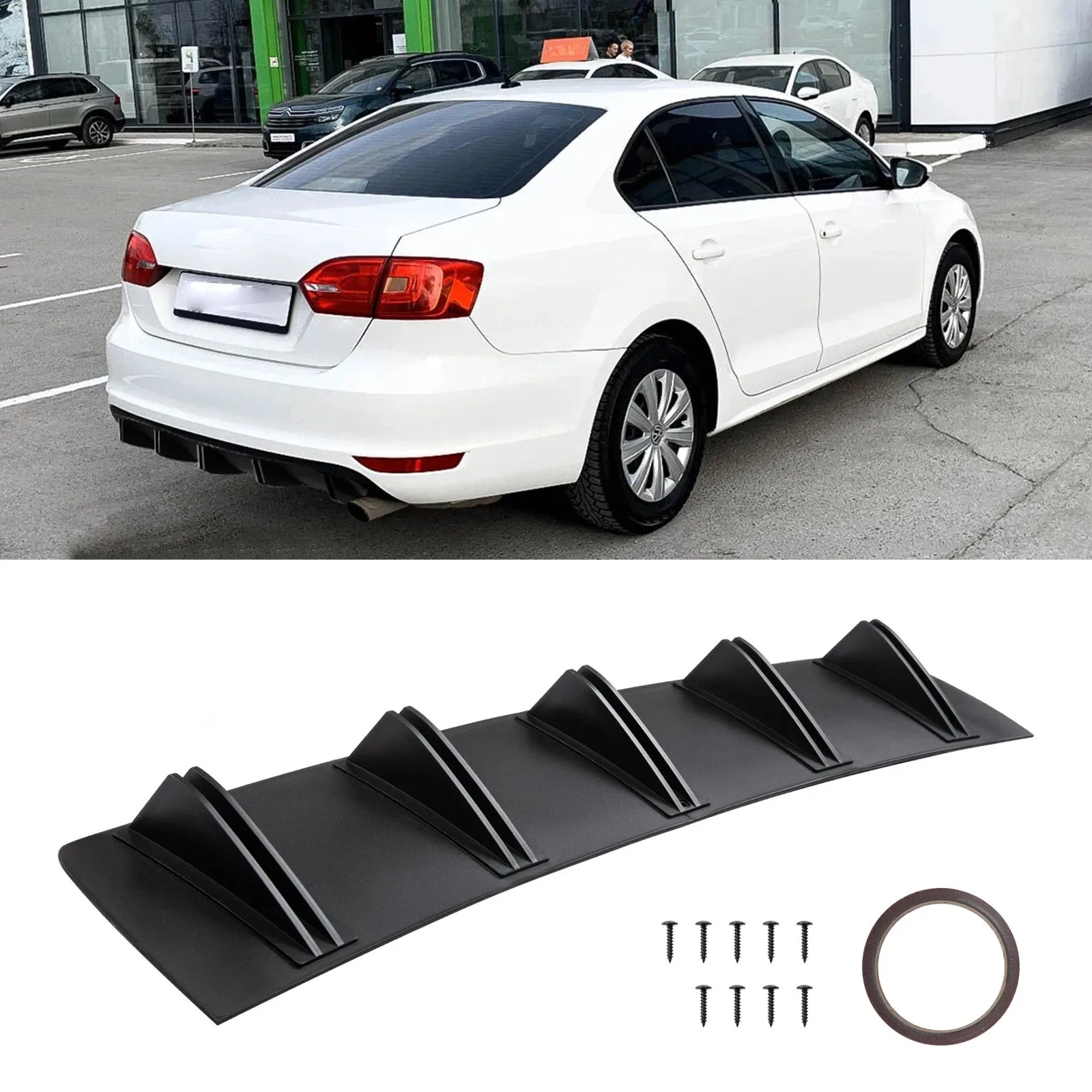 

For VW Jetta MK5 MK6 MK7 Rear Lip Bumper Diffuser Shark 5 Fin Spoiler Wing Lip