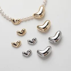 2PCS Dainty Heart Space Beads Jewelry Making Bracelet Necklace Supplies Pendant DIY Brass 14k Gold Plated Accessories