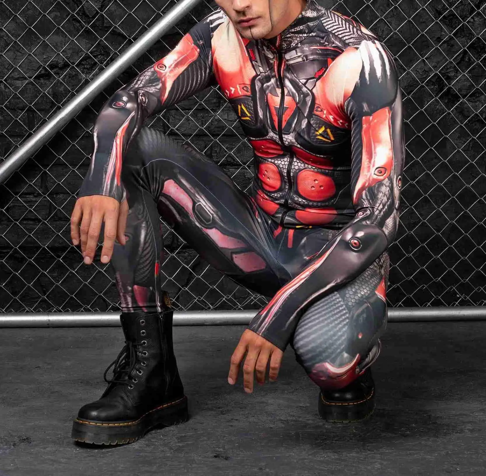 Bunte Mechanische Muskel-Tights Herren Jumpsuit Punk Cosplay Kostüm Bodysuit Party Festival Zentai Radsportbekleidung – Detail 23