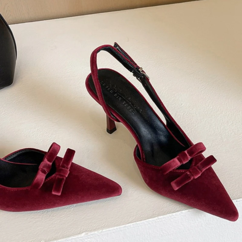 BIGTREE Spring Fashion Bowknot Shallow Pointed Toe Women Pumps Sexy Thin High Heels Sandals Elegant Banquet Female Mule Shoes