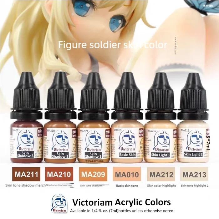 6pcs set VS000 Military Ocean Skin Model Paint Pigment for Model Coloring Water-based Spray Coating Pen Soldiers Facial Suit