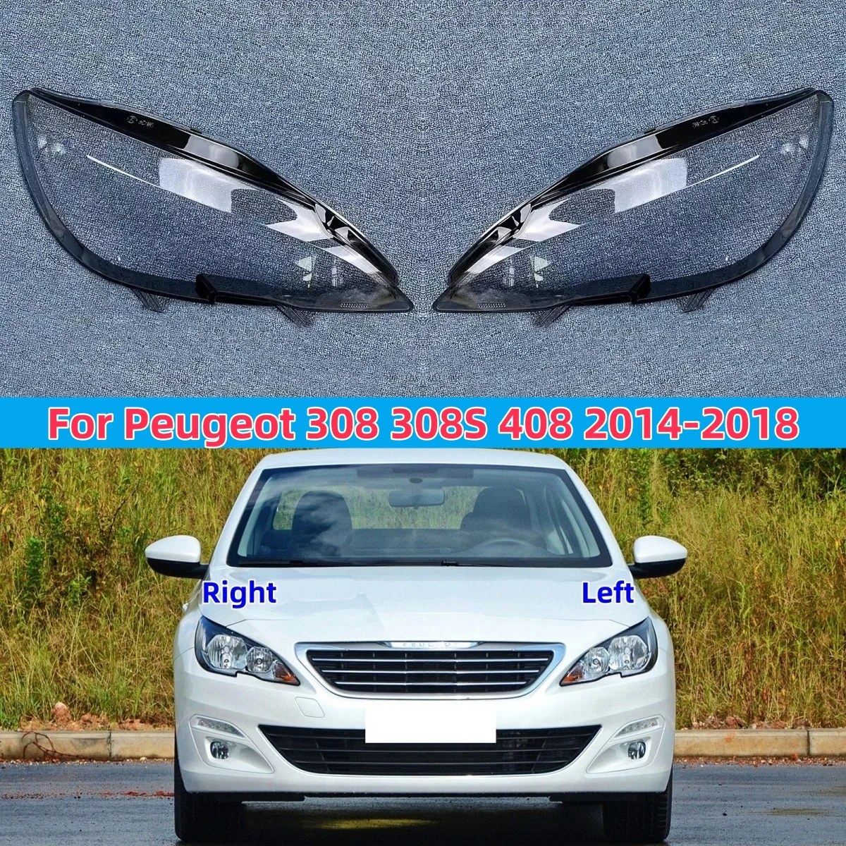 

Для Peugeot 308 308S 408 2014 2015 2016 2017 2018 крышка фары автомобиля линза замена переднего абажура стекло авто корпус