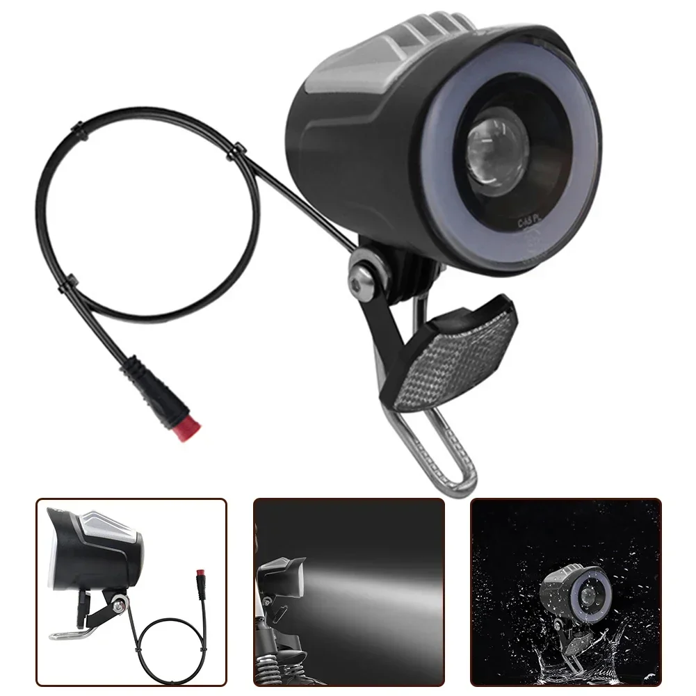 Luci di ciclo 6V-48V Faro a LED per bici elettrica Lampada frontale Faretto 2 pin Faro anteriore Ebike EAW