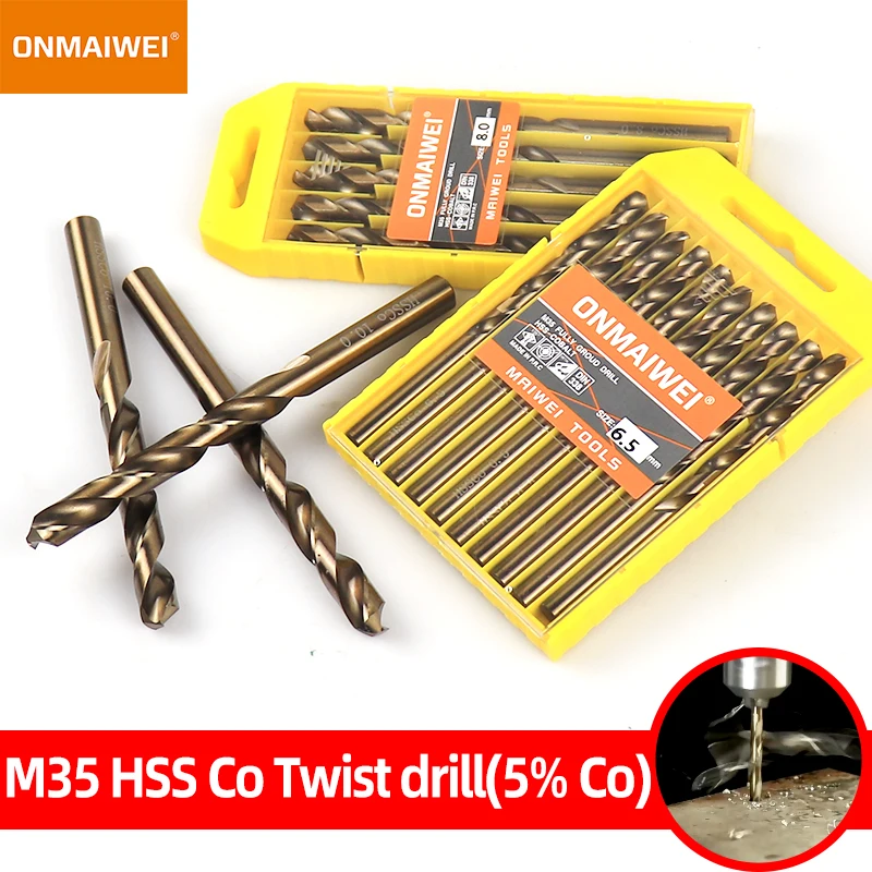 Hss M35 Cobalt Twist Broca Grupo Bits de Tungstênio Sólido Alumínio Madeira de Ferro Brocas de Metal 113 mm 5-10 Pcs Aço Inoxidável