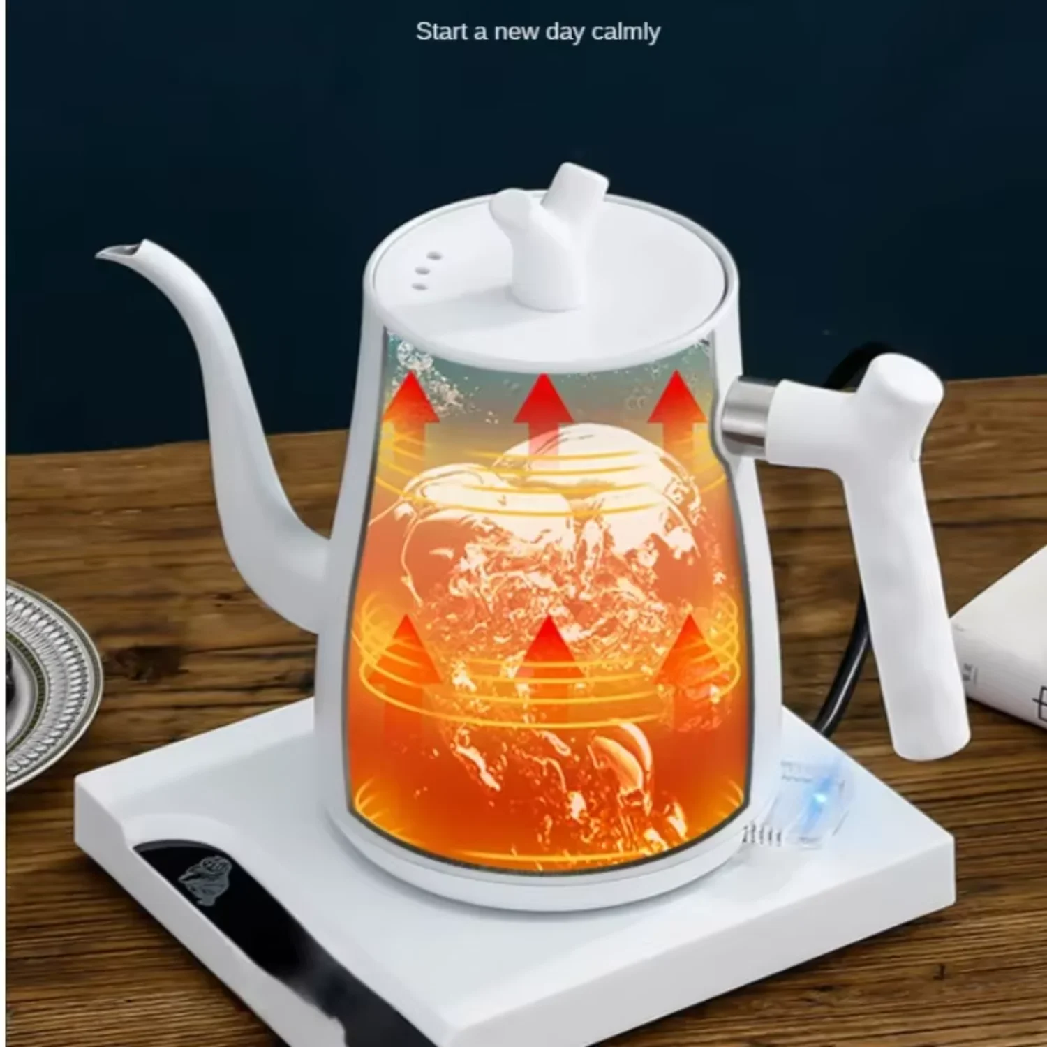 1000ML Gooseneck  Kettle Hand Brewed Teapot Heating Water Bottle 220V Large-capacity Thermostatic Power-off Protection